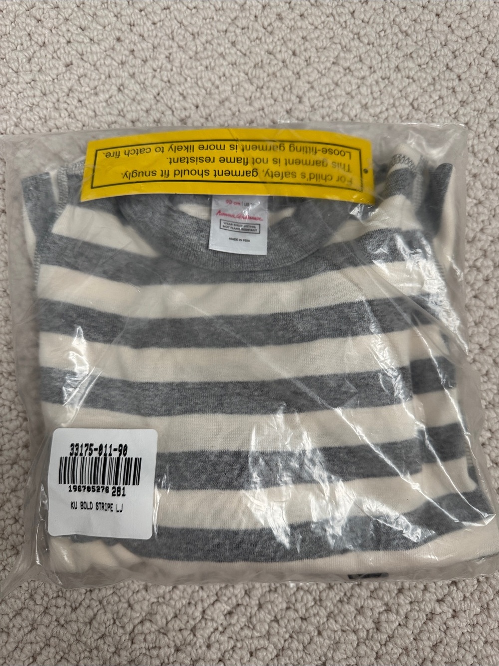 Hanna Andersson Gray & White Striped Kids Pajama Top